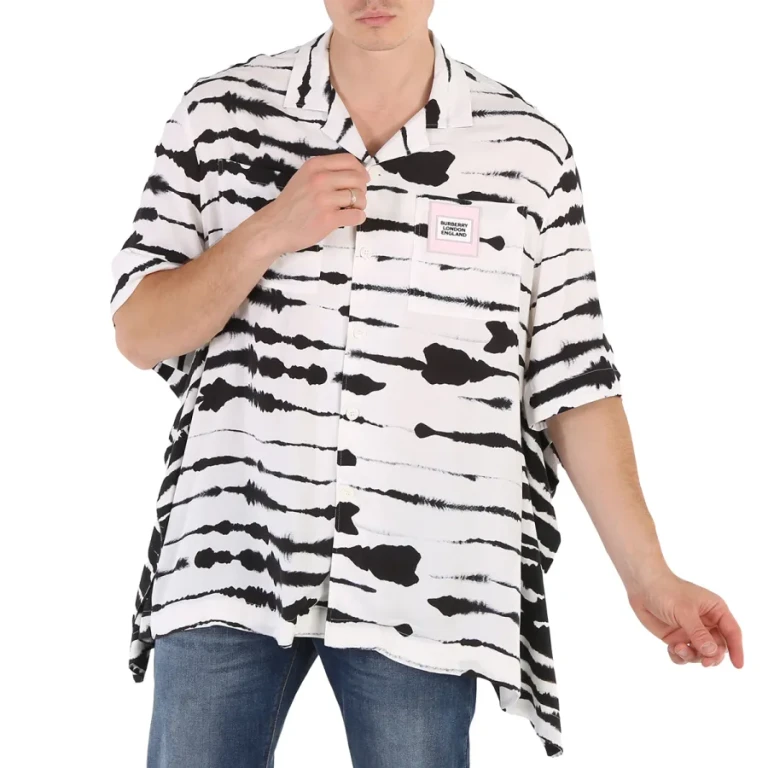 Burberry Cape Detail Short-sleeve Watercolour Print Twill Shirt