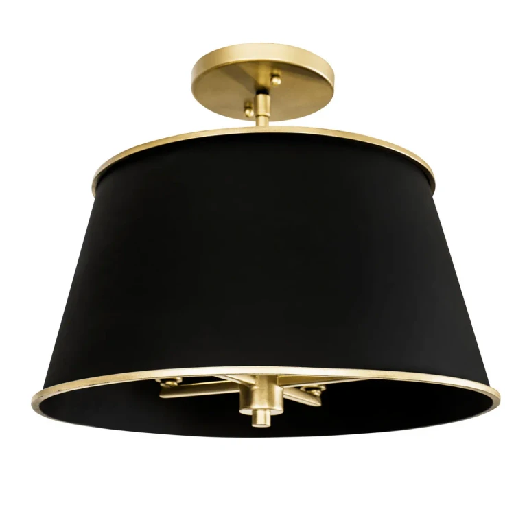 Matte Black French Gold Semi-Flush Mount from the Coco Collection