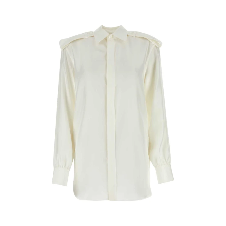Burberry White Silk Shirt Grain Exterior: Camicie - Women