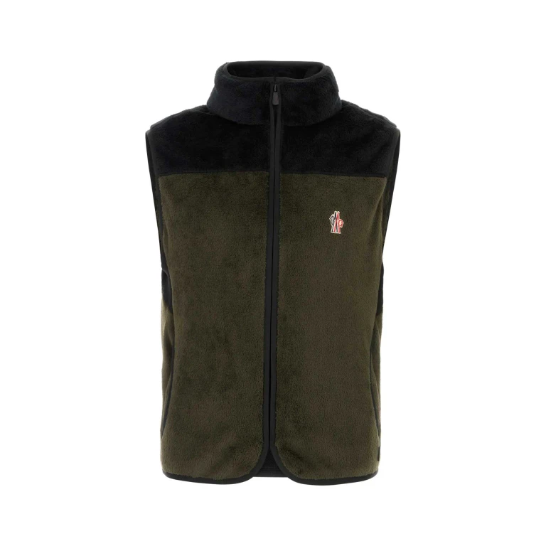 Moncler Grenoble Olive Green Stretch Polyester Vest