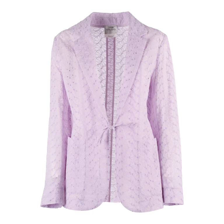 Forte Forte Muslin Jacket With Broderie Anglaise Embroidery Purple Cotton Lining - Women