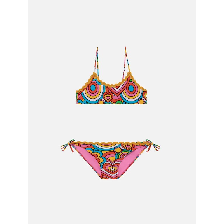 Mc2 Saint Barth Girl Bralette Bikini With Multicolor Print