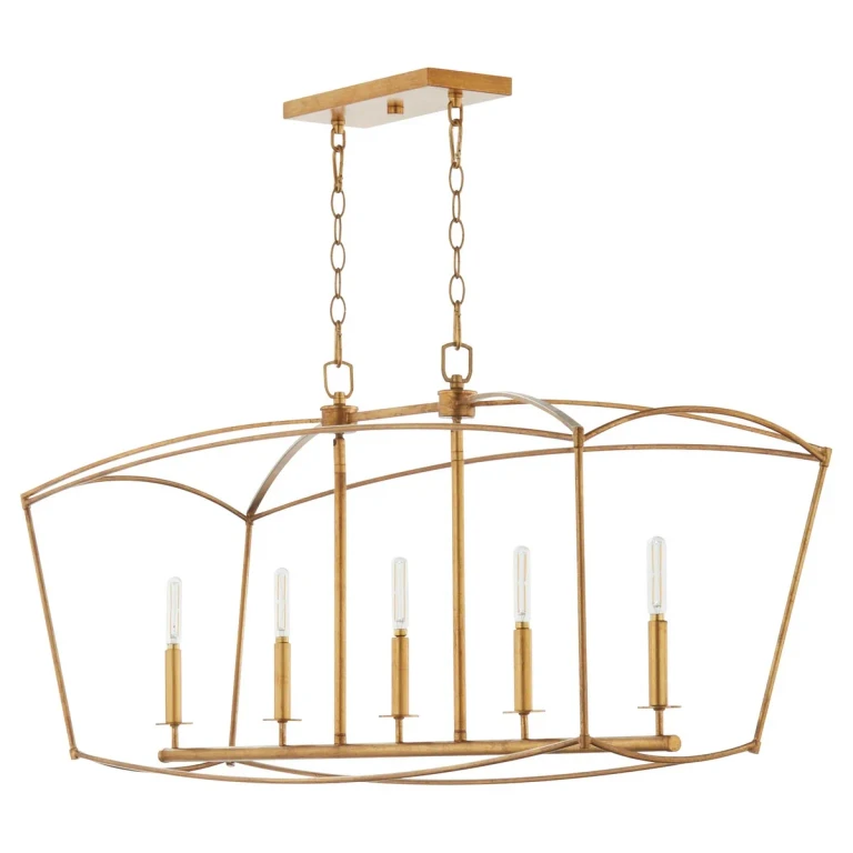 Gold Leaf Five Light Chandelier from the Mantle Collection