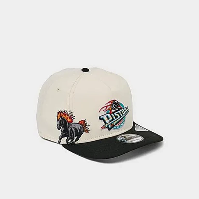 Detroit Pistons NBA Hardwood Classics 9FIFTY A-Frame Snapback Hat in Chrome/Black
