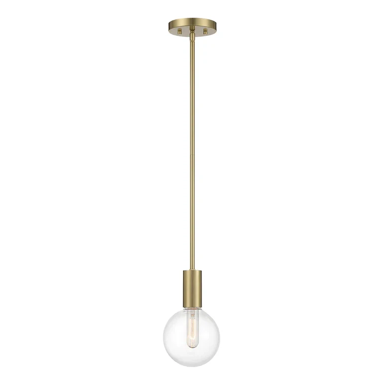 Warm Brass One Light Mini Pendant from the Wright Collection