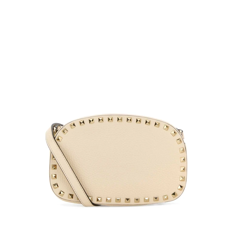Valentino Garavani Ivory Leather Rockstud Crossbody Bag Lightivory Calf - Bos Taurus Borse A Mano - Women