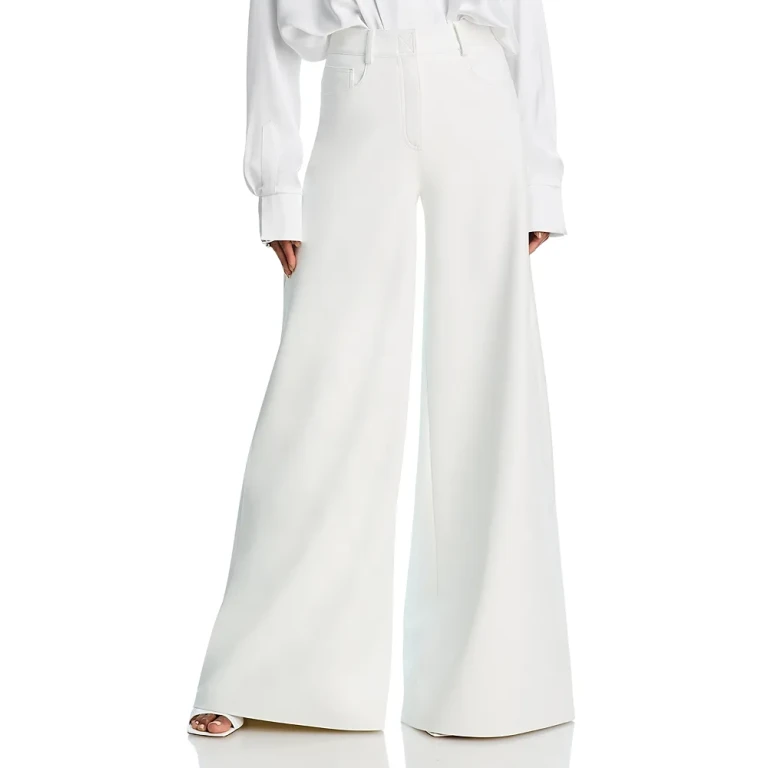 Norma Kamali Elephant High Rise Faux Leather Jeans in Snow White