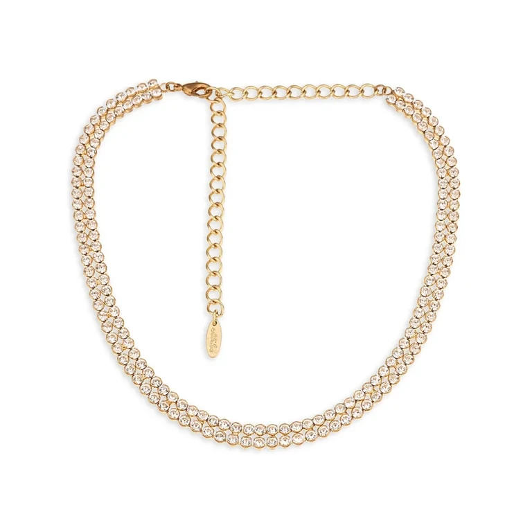 Ettika Crystal Double Row Choker Necklace, 11-16