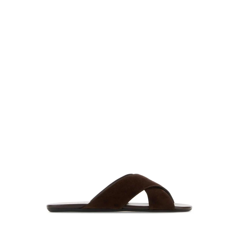 Prada Brown Suede Slippers