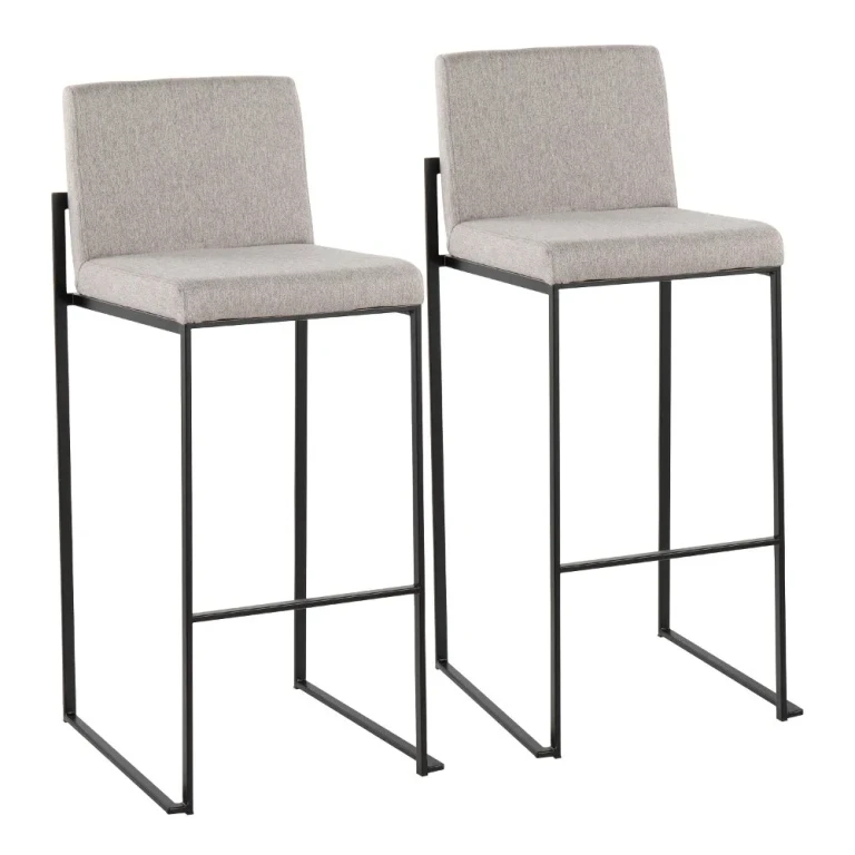 Fuji Black and Light Gray Bar Stool, Set of 2