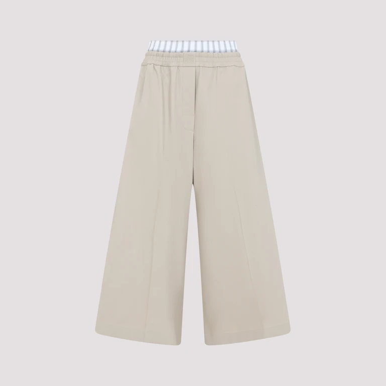 Loewe Cropped Pants Nude & Neutrals Cotton Polyester - Women