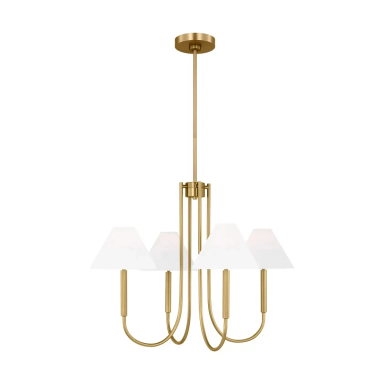 Satin Brass Five Light Chandelier from the Porteau Collection