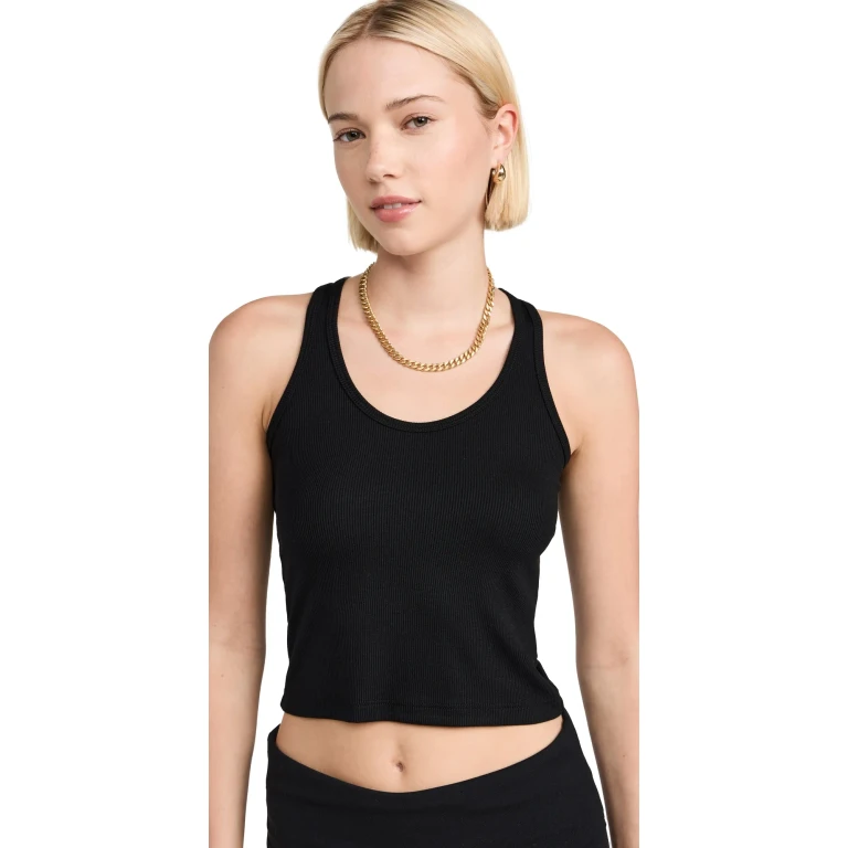 Splits59 Ashby Rib Crop Top Black XS