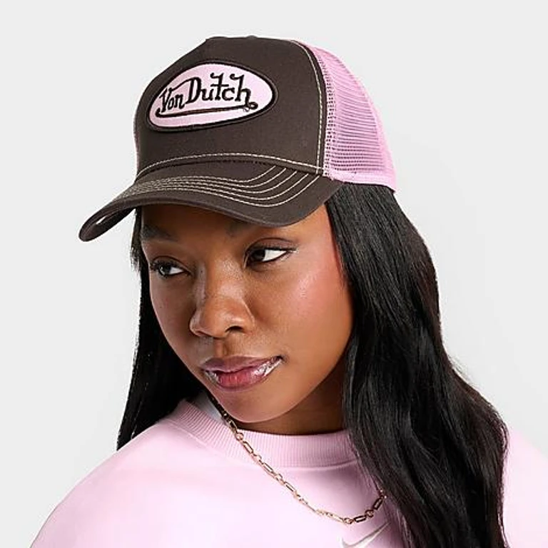 Von Dutch Staple Trucker Hat in Brown/Pink