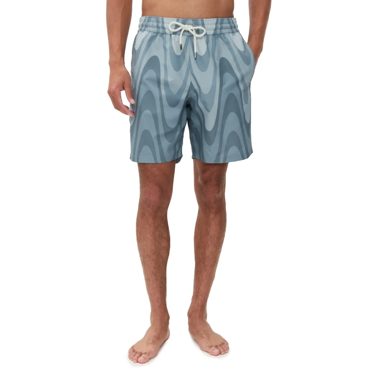 Frescobol Carioca Copa Grain Print Santos Swim Shorts Coastal Blue S