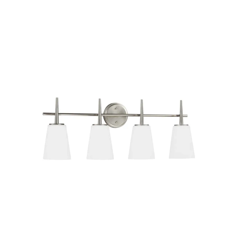 Brushed Nickel Four Light Wall Bath from the Driscoll Collection
