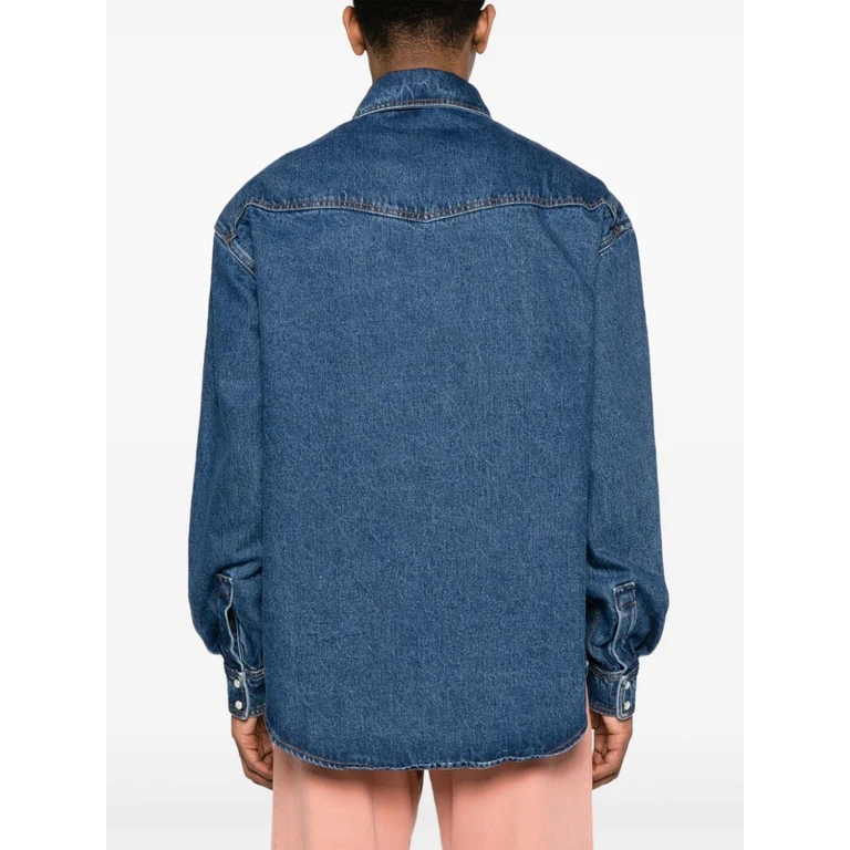 Palm Angels Shirts Blue Cotton - Men