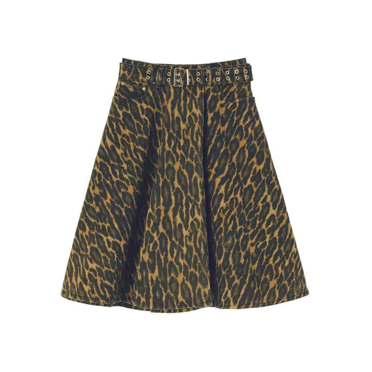 Ganni Jupe Midi - Marron Clair