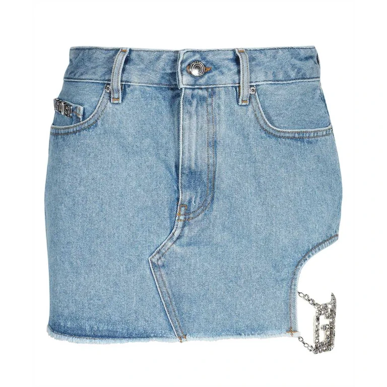 Jupe courte en jean signature Courrèges