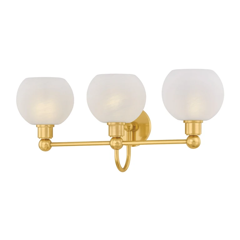Aged Brass Bathroom Vanity Light from the Jerica Collection