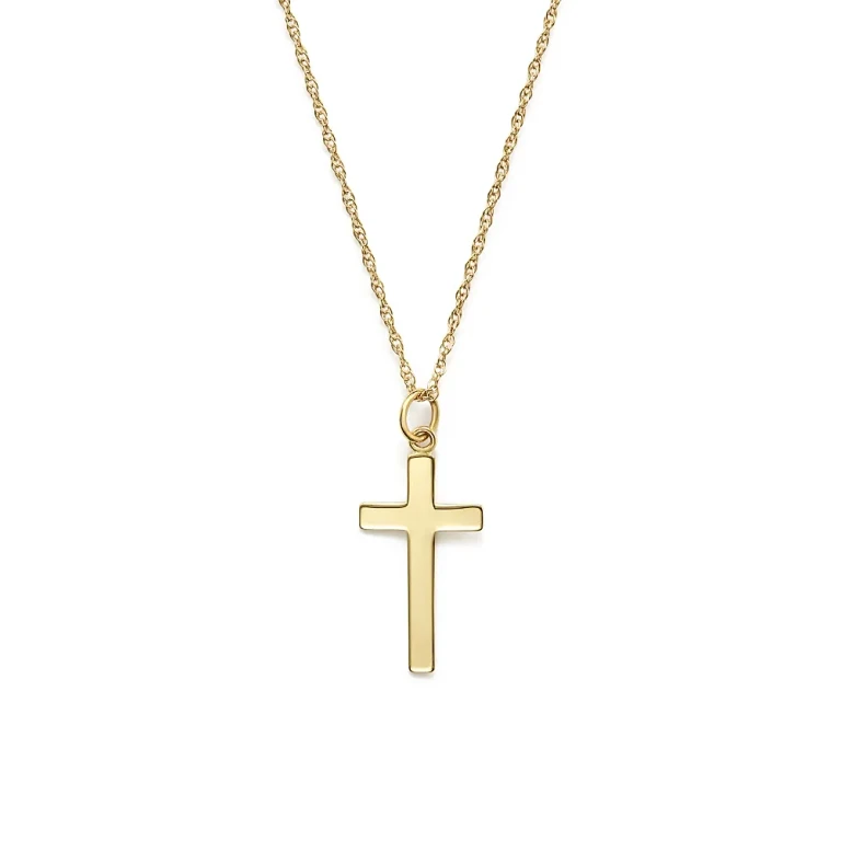 14K Yellow Gold Cross Necklace, 18