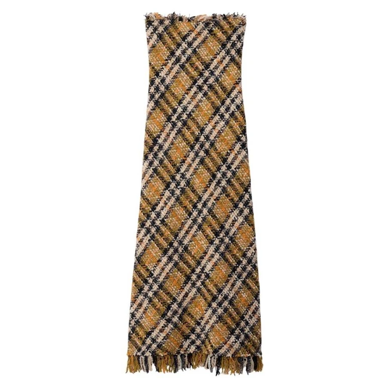 Burberry Check Wool Blend Sleeveless Dress