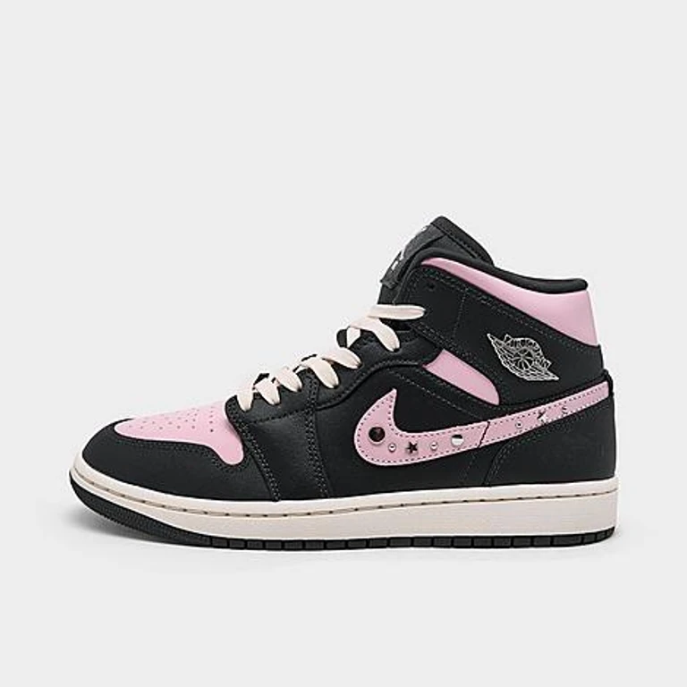 Jordan Women's Air Retro 1 Mid SE Casual Shoes in anthracite/mtlc silv Size: 5.0