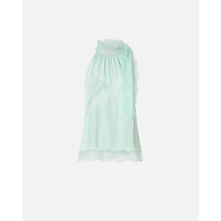 Pinko - Top sin mangas con escote americano y encaje