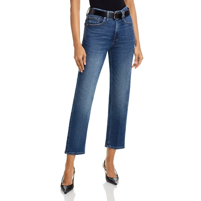 Good American Good Icon Straight Ankle Jeans in Indigo 1082