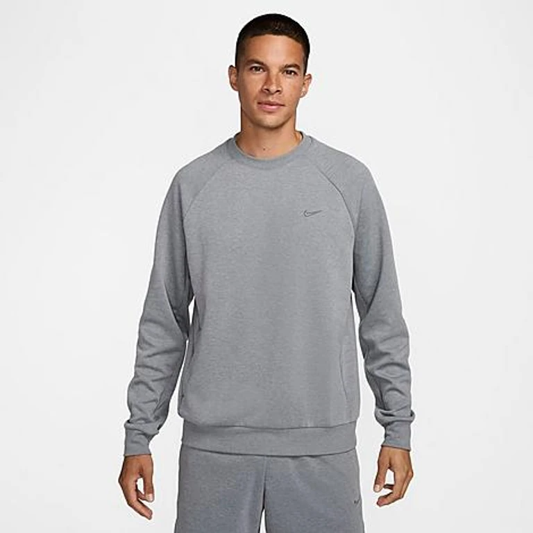 Nike Men's Primary Dri-FIT UV Versatile Crewneck Sweatshirt in Cool Grey/Heather/Cool Grey Size: XXS