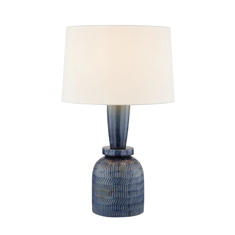 Aged Brass Ceramic Washed Cobalt Table Lamp from the Russo Collection