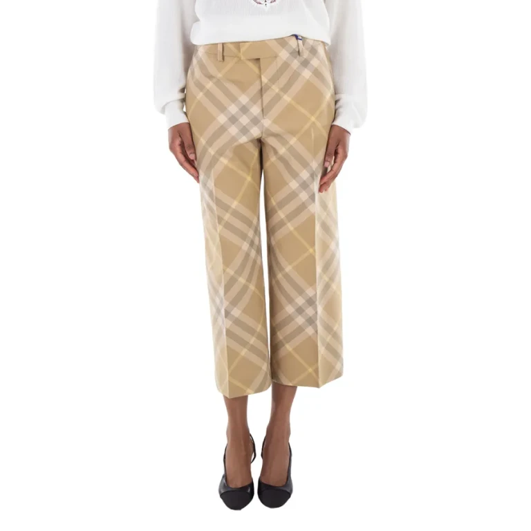 Burberry Check-Print Tailored Wool Trousers