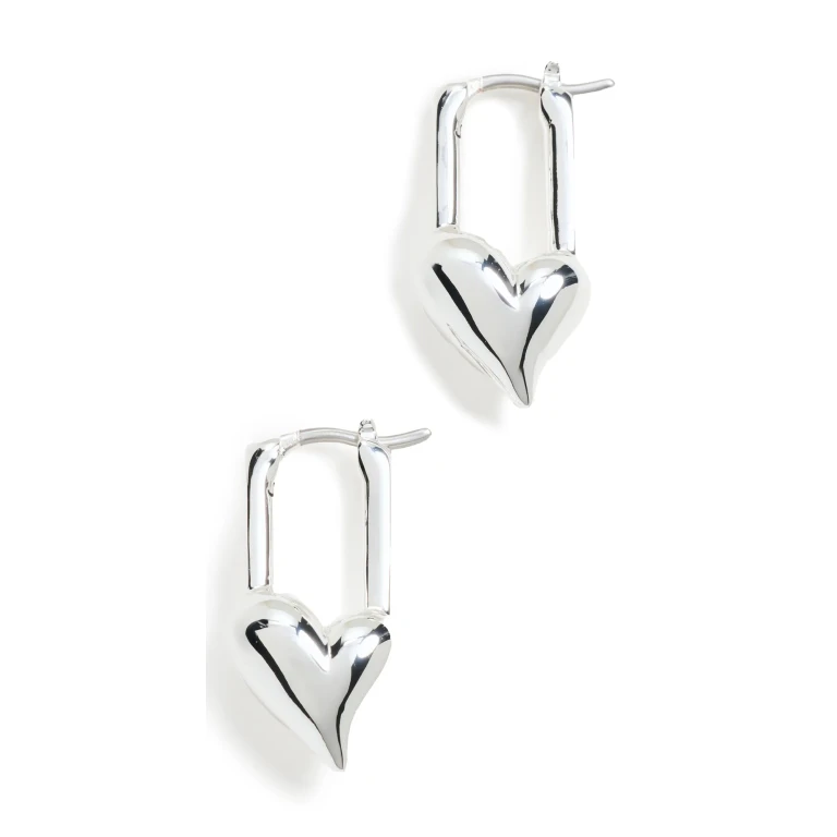 JENNY BIRD Padlock Heart Huggies High Polish Silver One Size