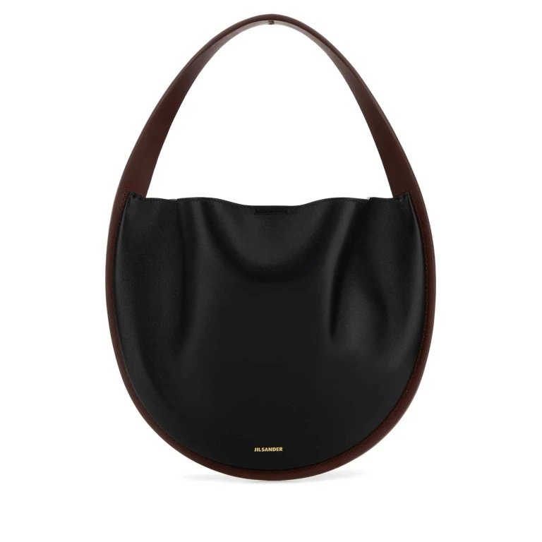 Jil Sander Black Leather Pivot Shoulder Bag