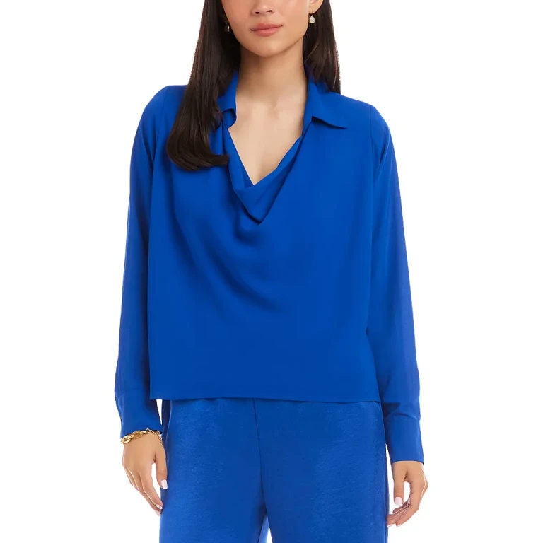 Karen Kane Long Sleeved Collared Cowl Neck Top