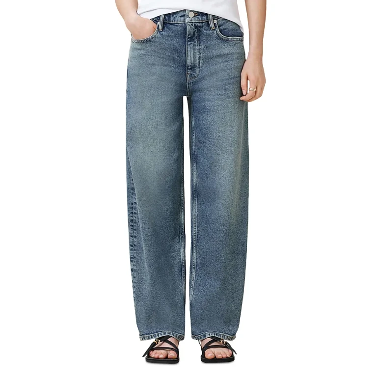 Allsaints Sadie High Rise Ankle Barrel Jeans in Washed Indigo