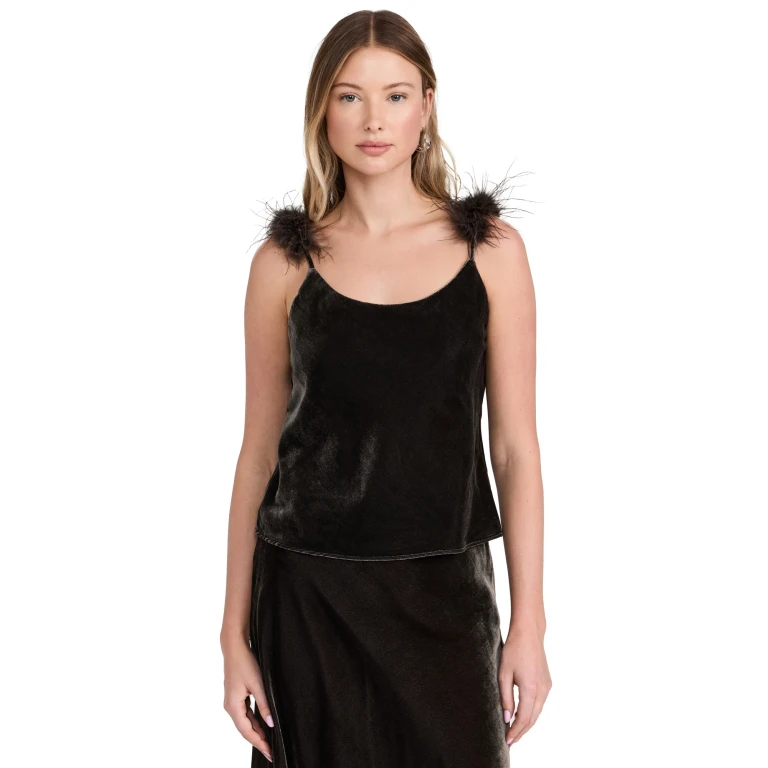 WAYF Sylvie Velvet Cami Dk Chocolate XS