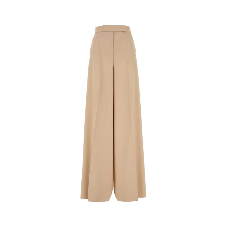 Max Mara Cream Wool Ninfa Wide-Leg Pant Albino Exterior: Virgin Pantaloni - Women