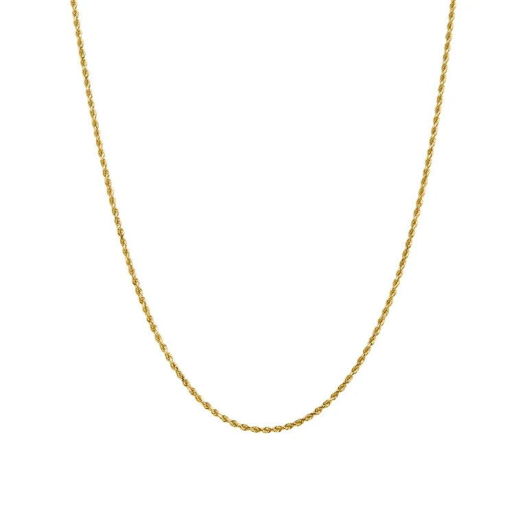 Men's 14K Yellow Gold 2mm Diamond Cut Rope Chain Necklace, 18