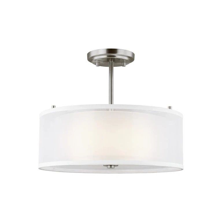Brushed Nickel Two Light Semi-Flush Mount from the Elmwood Park Collection