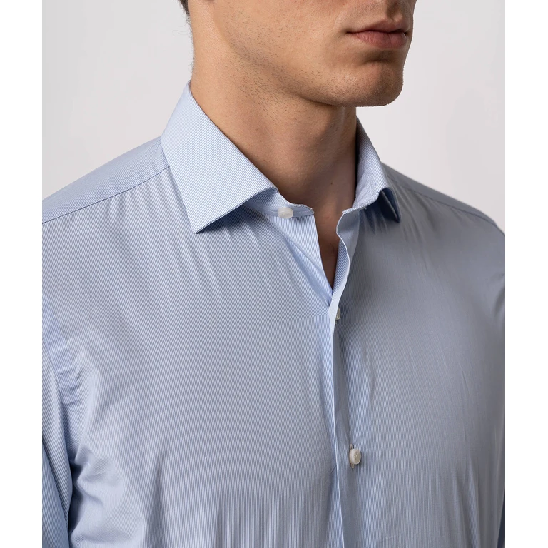 Larusmiani Tailored Cotton Shirt Mayfair Gray Hand Made - Men