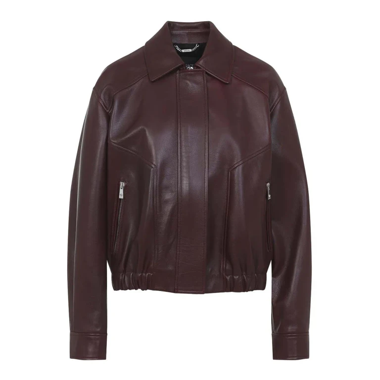 Versace Manteau En Cuir - Bordeaux