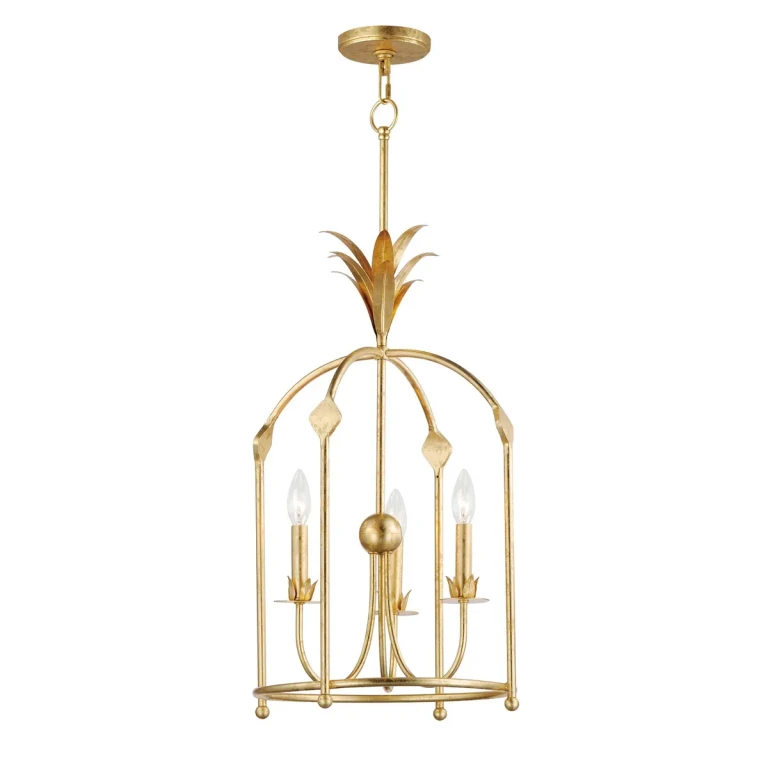 Gold Leaf Three Light Foyer Pendant from the Paloma Collection