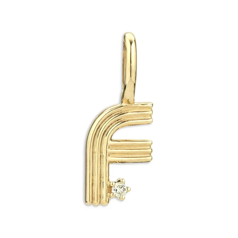 Adina Reyter 9K Yellow Gold Diamond Groovy Initial Charm Pendant