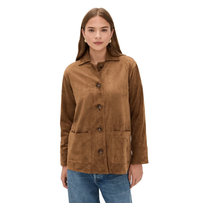 Z Supply Decker Faux Suede Chore Jacket Coconut L