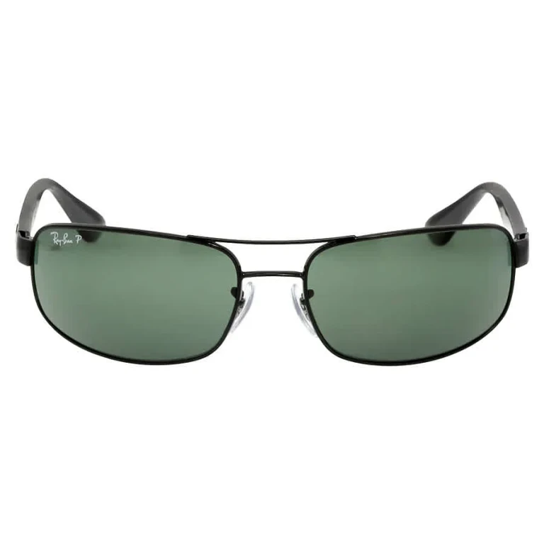 Ray Ban Polarized Green Rectangular Mens Sunglasses RB3445 002/58 61