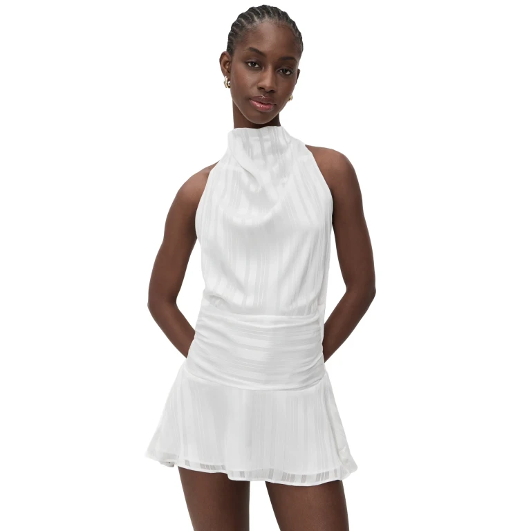 Show Me Your Mumu Brynn Mini Dress White Shadow Stripe XS