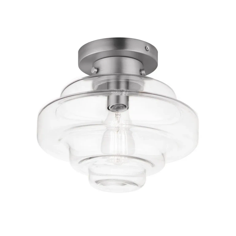 Satin Nickel One Light Flush Mount from the Harbor Collection