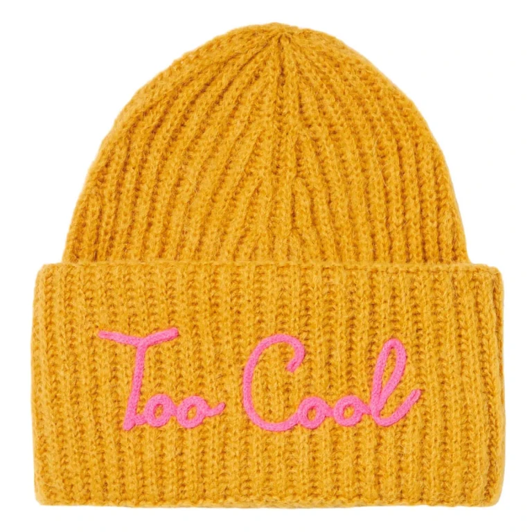 MC2 Saint Barth Ochre Wengen Soft Blended Cashmere Beanie With Embroidery