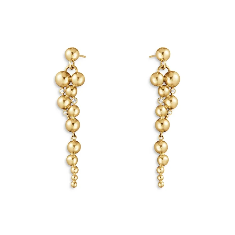 Georg Jensen 18K Yellow Gold Moonlight Grapes Diamond Drop Earrings